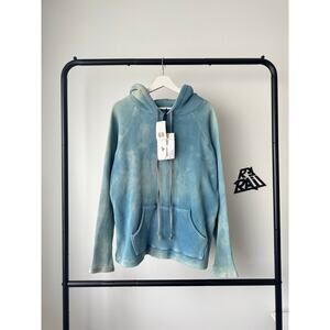 NWT Greg Lauren Blue Waffle Hoodie Hand-Dyed Raglan